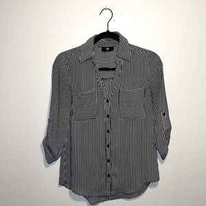 Black & White Striped Button-Up Shirt!!